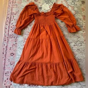 Burnt orange dress.  Perfect for Fall!
